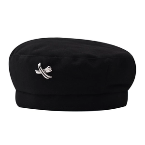 Women Wool Beret Hat With Metal Cross X Decoration Retro Solid Color Warm Painter Hat For Autumn Winter Lady Daily Gift