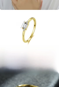Detail of 925 sterling silver crown ring with rectangular zircon and S925 hallmark