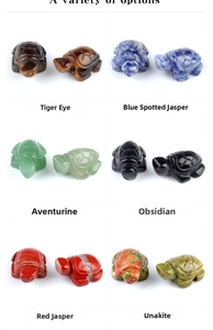 Selection of 1-inch carved gemstone turtles in Tiger Eye, Obsidian and Aventurine