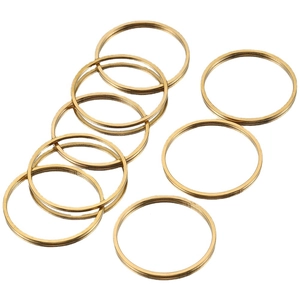 Set of eight polished gold stainless steel seamless large hoop accessory rings