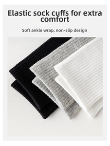 Close-up of elastic ribbed cuffs on men's cotton socks in black, grey, and white colors