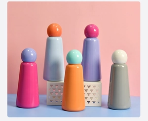 Diverse collection of vibrant 304 stainless steel insulated bottles in multiple colorways