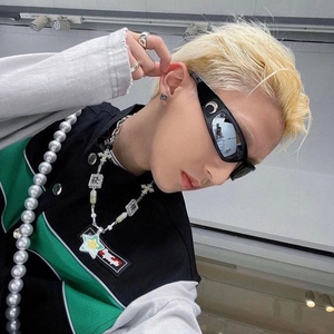 Outdoor cycling sports sunglasses with colorful reflective lenses and crescent moon logo