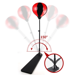 Adjustable kids boxing ball set with 150-degree swing spring and stable base stand