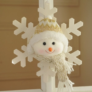 Christmas Snowman Snowflake Hanging Ornament Knit Felt Plush Holiday Tree Decoration Gold White Knitted Hat Scarf