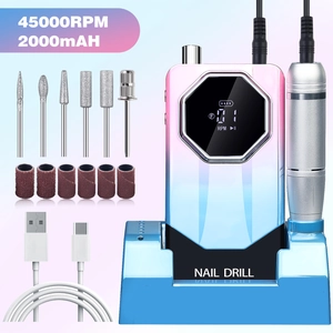 Kit ponceuse à ongles électrique 45000RPM avec batterie 2000mAh et embouts métal