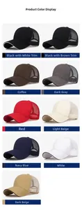 Rasteransicht von Mesh-Baseballkappen in neun Farben mit atmungsaktivem Design