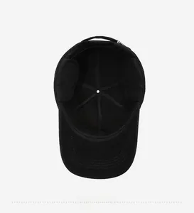 Detailed interior view of a black winter hat showing thick lining and ear protection