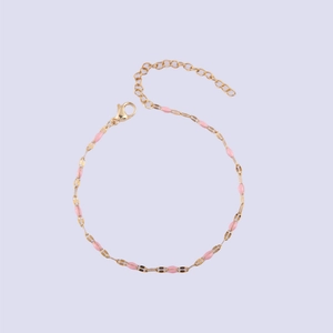 Colorful Enamel Bead Bracelet Stainless Steel Adjustable Link Chain Minimalist Sweet Versatile Jewelry For Women