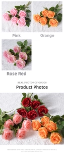Detail view of artificial rose petals and leaves with realistic velvet texture for home decor