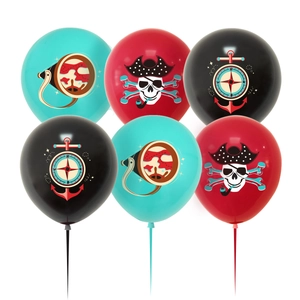 Pirate Theme Balloons Latex Printed Skull Crossbones Compass Anchor Decorations For Birthday Party Event Supplies