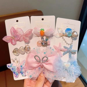 Set de barrettes océan pour filles avec queue de sirène, paillettes et perles