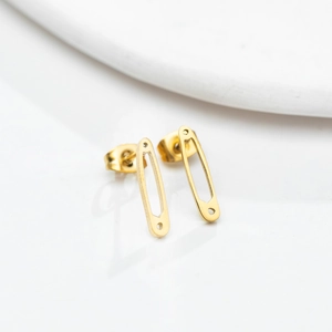 Orecchini a spilla da balia minimalisti in acciaio inossidabile placcato oro 18k da donna