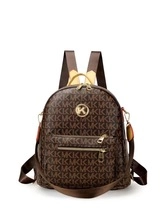 Detail of vintage monogram backpack with top handle and adjustable shoulder straps