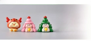 Detail of Christmas resin miniature figures featuring reindeer and trees in 3.7cm size