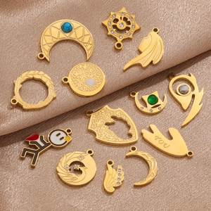 Pendentifs bijoux DIY en acier inoxydable plaqué or 18k avec breloques soleil lune