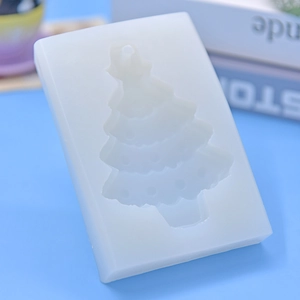 3D Christmas tree silicone mold with four-layer dot texture for DIY baking and candles