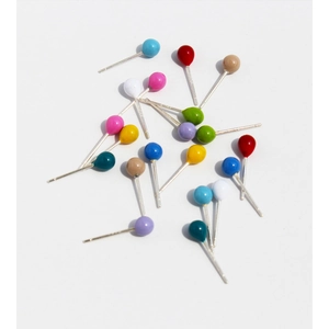 Minimalist Round Ball Stud Earrings Brass Enamel Colorful Candy Color With 925 Sterling Silver Earring Post For Women