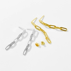 Boucles d'oreilles pendantes à chaîne en argent sterling S925 en or et argent