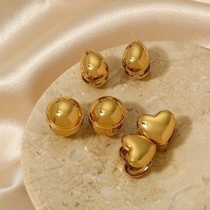 Edelstahl Huggie Creolen Herz Rund Wassertropfen Doppelseitig Spiegelpoliert Minimalistisch Elegant Schmuck Damen