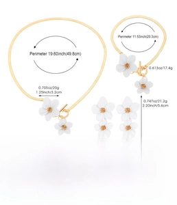 Detailed dimensions and weight specifications for the gold alloy flower jewelry set