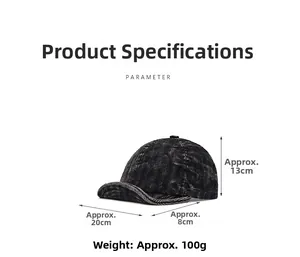 Size chart showing height 13cm and brim 8cm for a vintage corduroy baseball cap