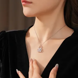 Collana con ciondolo a borsa in zircone scintillante argento, gioielli eleganti donna