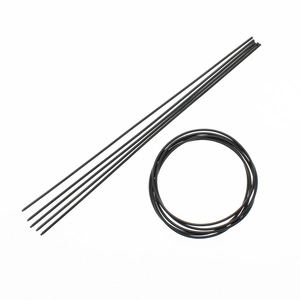 Detailed view of 1.7mm black stainless steel spring wire with a screw-tightened open head