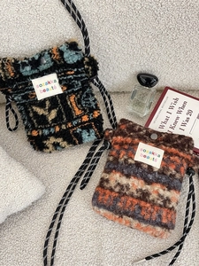 Sacs à bandoulière vintage en polaire à motifs géométriques avec sangle en corde