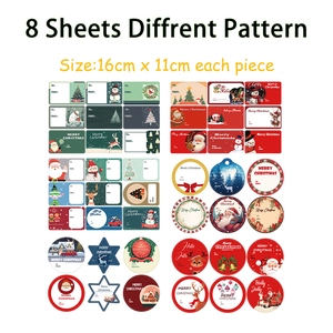 Set of 8 Christmas decorative stickers with Santa and reindeer motifs for DIY gift labeling