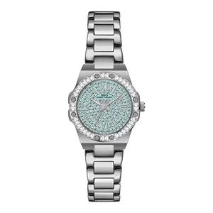 Women Luxury Quartz Watch Alloy Strap Elegant Starry Sky Dial With Rhinestones Roman Numerals Fashion Wristwatch