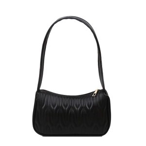 French minimalist black quilted shoulder bag for women with stylish crossbody design