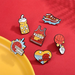 Broches Épingles En Émail Basket-Ball Dessin Animé Bijoux Sport Alliage Zinc Pour Sac À Dos Veste Maillot Chaussures Mode