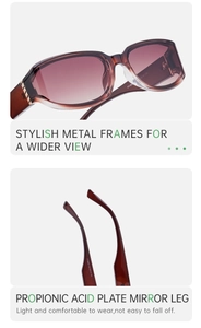 Close-up of polarized sunglasses featuring amber temples and brown gradient lenses