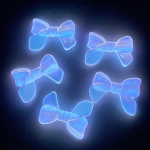 Luminous UV glowing bow beads with colorful glitter for DIY phone chains and accessories