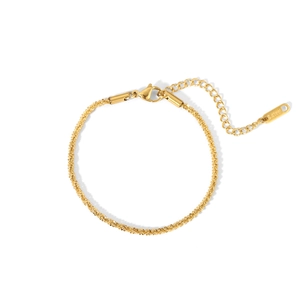 Elegant 18K gold-plated stainless steel beaded chain bracelet with adjustable lobster clasp