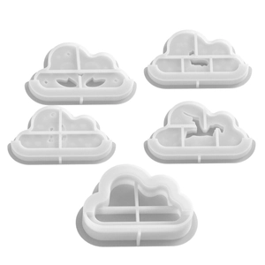 Set of 5 cloud shaped resin silicone molds for DIY embossed elk night light crafts