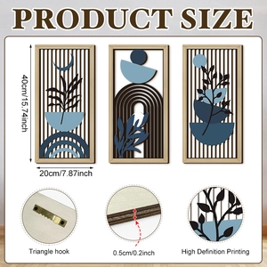 Detail showing 0.5cm thick wooden wall art with back hooks and HD printing quality