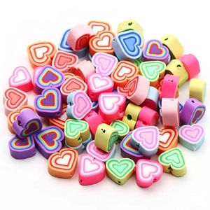 Heart Polymer Clay Beads Colorful Heart Shape Loose Spacer Beads For DIY Jewelry Making Bracelet Phone Charm Crafts
