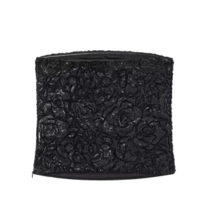 Modisches schwarzes trägerloses Top mit floraler Paillettenspitze und Strukturstoff