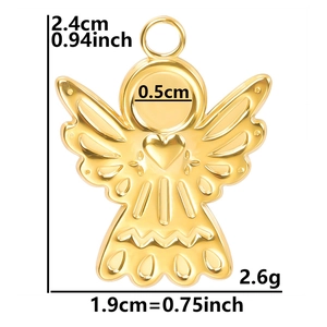 18k gold plated stainless steel angel pendant with precise dimensions and light weight