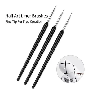 Pinceaux Liner Nail Art Avec Poils En Nylon Tube Métallique Et Manche En Plastique Pour Peinture Dessin Manucure Détail