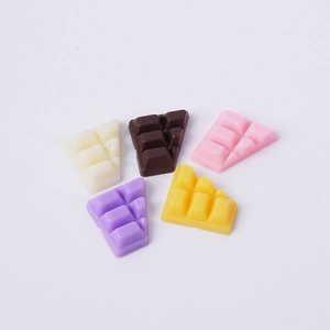 Miniature resin chocolate charms in five assorted colors for DIY craft and phone case decor