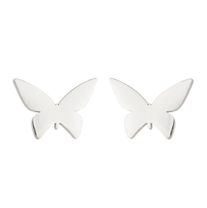 Boucles d'oreilles papillon minimalistes en acier inoxydable poli pour femmes, argent