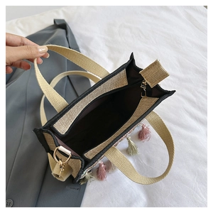 Top view of a large ethnic tote bag showing its spacious interior and gold zipper