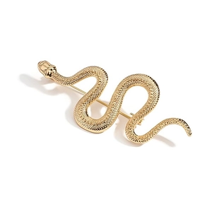 Übertriebene goldene Schlangenbrosche mit Schuppenstruktur und Vintage-Design