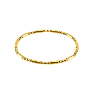 Elegante bracciale in acciaio inossidabile placcato oro 18K con maglie a bambù e sfere