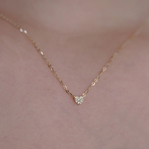 925 silver heart necklace with micro-pave zircons and 14k gold plating on a fine chain