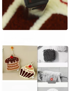 Detail of hanging cake-shaped coral fleece hand towel with high absorbent soft texture