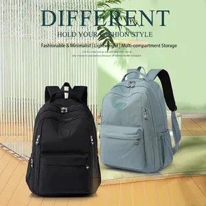 Fashionable multi-pocket nylon backpack for women, lightweight travel and school bag